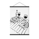 Póster de tela Line Art - Bodegón con vino - Treechild