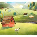 Fotomurale habitación de los niños granja de colores en las montañas - DigitalArtsi