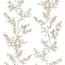 Papel pintado no tejido hojas, ramas naturaleza floral mate en blanco beige