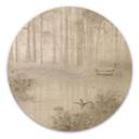 Houten Wanddecoratie bos bij het meer in beige mist - Ms Tiff - Rond