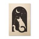 Cuadro de madera de dos gatos a la luz de la luna - Tunaboylu