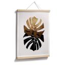 Poster Kubistika - Hojas de monstera negras y doradas