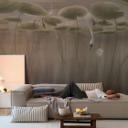 Natuur Fotobehang lotusbloemen met zwaan in het water in grijs - Ms Tiff