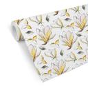 Tapet med mønster - illustrerede blomster - gul