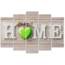 5 stykke lærredsprint Home Heart Shabby Green