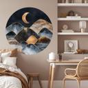 Vinilo decorativo Fredriksson - Montañas a la luz dorada de la luna - Redondo