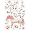 Wallsticker til børneværelset Enhjørning i lyserød blomst Kikki Belle - 15 stykker - 50x70 cm