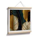 Póster abstracto de hojas de palmera doradas - Cuadrado