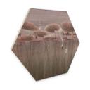 Houten Wanddecoratie zeshoekig lotusbloemen met zwaan in water in donkerroze - Ms Tiff