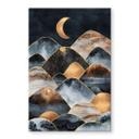 Tableau sur verre Fredriksson - Montagnes au clair de lune doré