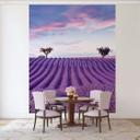 Fotomural paisaje, campos naturaleza gráfica mate en morado para salón 2,70 x 2,12m