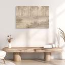 Houten Wanddecoratie bos bij het meer in beige mist - Ms Tiff
