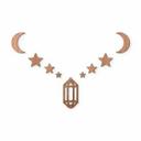 Décoration en bois placage acajou  -  Set pour Ramadan - Lune, étoiles et lanterne