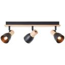 Spotbalken Emil, schwarz/braun, 16,5 x 47,5 cm, Holz Innenleuchte