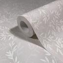 Papel pintado no tejido hojas naturaleza floral mate en gris beige