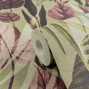 Botanisk tapet beige pink - Tapet med mønster og blade - Ikke-vævet tapet