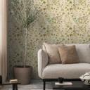 Ginkgo natur cremefarvet bladtapet - Ikke-vævet tapet med bløde grønne toner - moderne og elegant