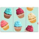 3 stykke lærredsprint, cupcakes slik