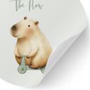 Wallsticker til børneværelset Capybara på rolle - Flow ordsprog - Rund