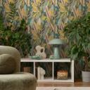 Papel pintado selva amarillo verde - diseño colorido de hojas tropicales - Papel pintado no tejido moderno
