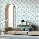 Papel pintado no tejido hojas, ramas naturaleza floral mate en blanco azul