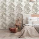 Papel pintado no tejido en blanco beige árboles hojas selva naturaleza floral 