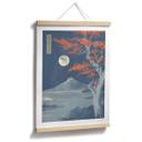 Póster Japón - Luna llena sobre la cumbre del Fuji-san - Roze