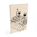Cuadro de madera bodegón cena con vino - Treechild