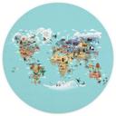 Tapet cirkel Braun - World Map - vliesetapet/selvklæbende non-woven tapet