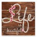 Cuadro de madera La vida es bella - Vintage 02 - 40x41,5 cm