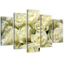 5 stykke lærredstryk Hvide roser Blomster Natur