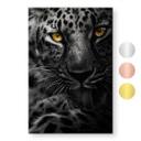 Geborsteld Alu-Dibond met goud-, zilver- & kopereffect - Luipaard met intense blik - MaronPhotography