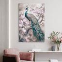 Lienzo pavo real noble con flores - Haase