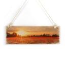 Houten Bordje Klaprozen bij Zonsondergang