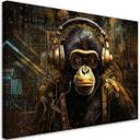 Canvasbillede, Chimpanse med hovedtelefoner