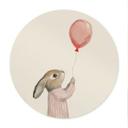 Plakat Sød kanin med ballon - Treechild - Rund
