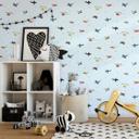 Børnetapet, non-woven tapet med illustration Kids Walls blå, farverig