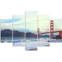 5 stykke lærredstryk, Golden Gate Bridge - Landskab