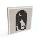 Billede af træ til at sætte op - To katte i måneskinnet - 15x15 cm