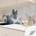 Salpicadero de cocina autoadhesivo Treechild - sueños florales en azul y rosa pálido