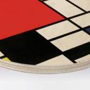 Cuadro de madera Mondrian - Composición con rojo amarillo azul y negro - Redondo