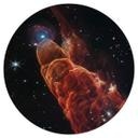 Vinilo decorativo Telescopio James Webb - Torbellino cósmico Herbig Haro 49/50 - Redondo