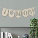 Decoración en madera álamo - Cadena de banderines I Love Mum (set de 5) incl. cuerda de algodón