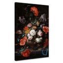 Lienzo Mignon - Bodegón con flores y reloj