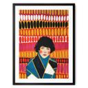 Póster de mujer delante del colorido papel pintado retro - Hülya