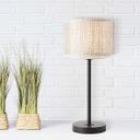 Tischleuchte Madita, braun, 48 x 22 cm, Textil Nachttischlampe, dimmbar