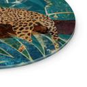 Glasbillede - Leopard i smaragdgrøn jungle - Manovski - Rund