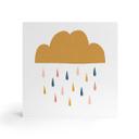 Billede af træ til at sætte op - Glad regn i pastelfarver | Børneværelse - Lisboa - 15x15 cm