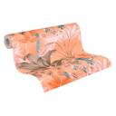 Grafisk jungle tapet orange farverig - non-woven tapet palmeblade