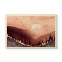 Cuadro de madera rosa puesta de sol sobre el bosque - SpaceFrog Designs